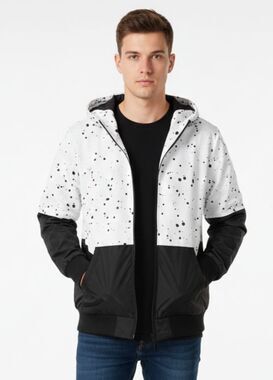 American Stitch Jacket Unisex Lightweight Jacket With Hood Black White XL EUC